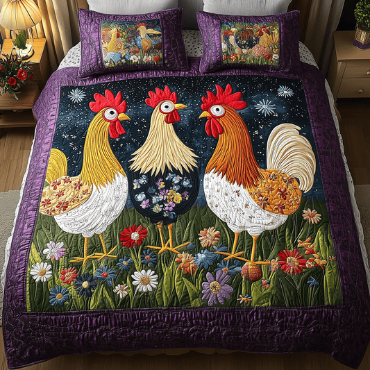 Floral Coop 3-Piece Quilted Bedding Set NCU0TH2232
