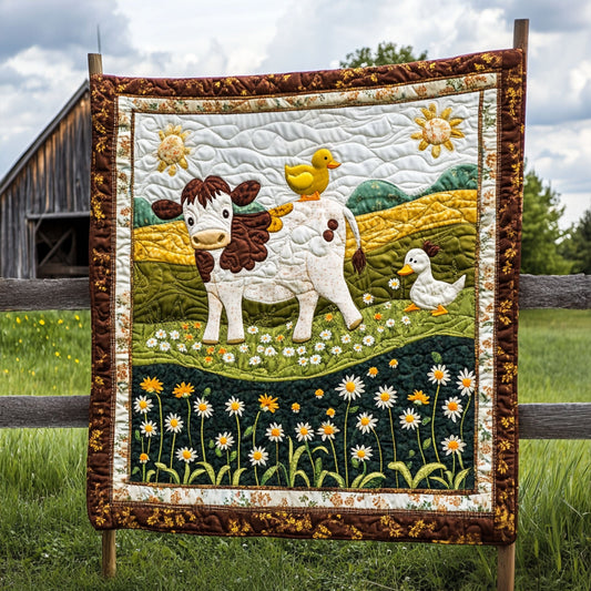 Floral Cow Dream Quilted Blanket NCU0PT5739