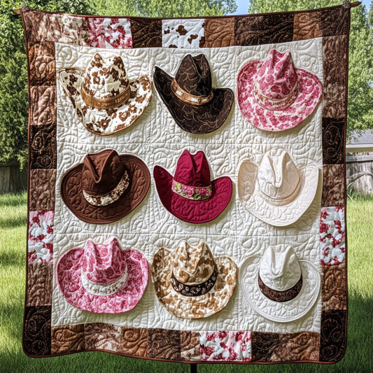 Floral Cowgirl Hats Quilted Blanket NCU0NT5600