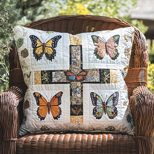 Floral Cross Quilted Pillow Case NCU0VL543