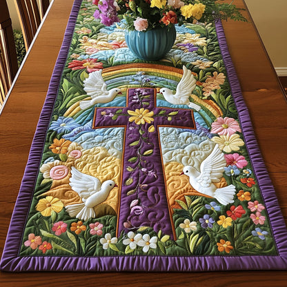 Floral Cross Rainbow Quilted Table Runner NCU0NT3333
