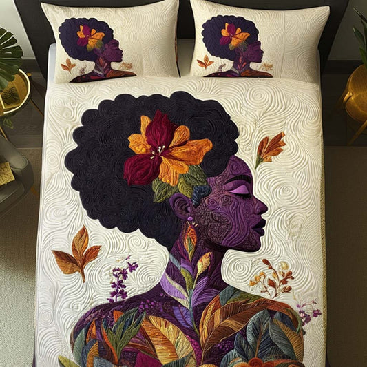 Floral Crown 3-Piece Quilted Bedding Set NCU0NT8054