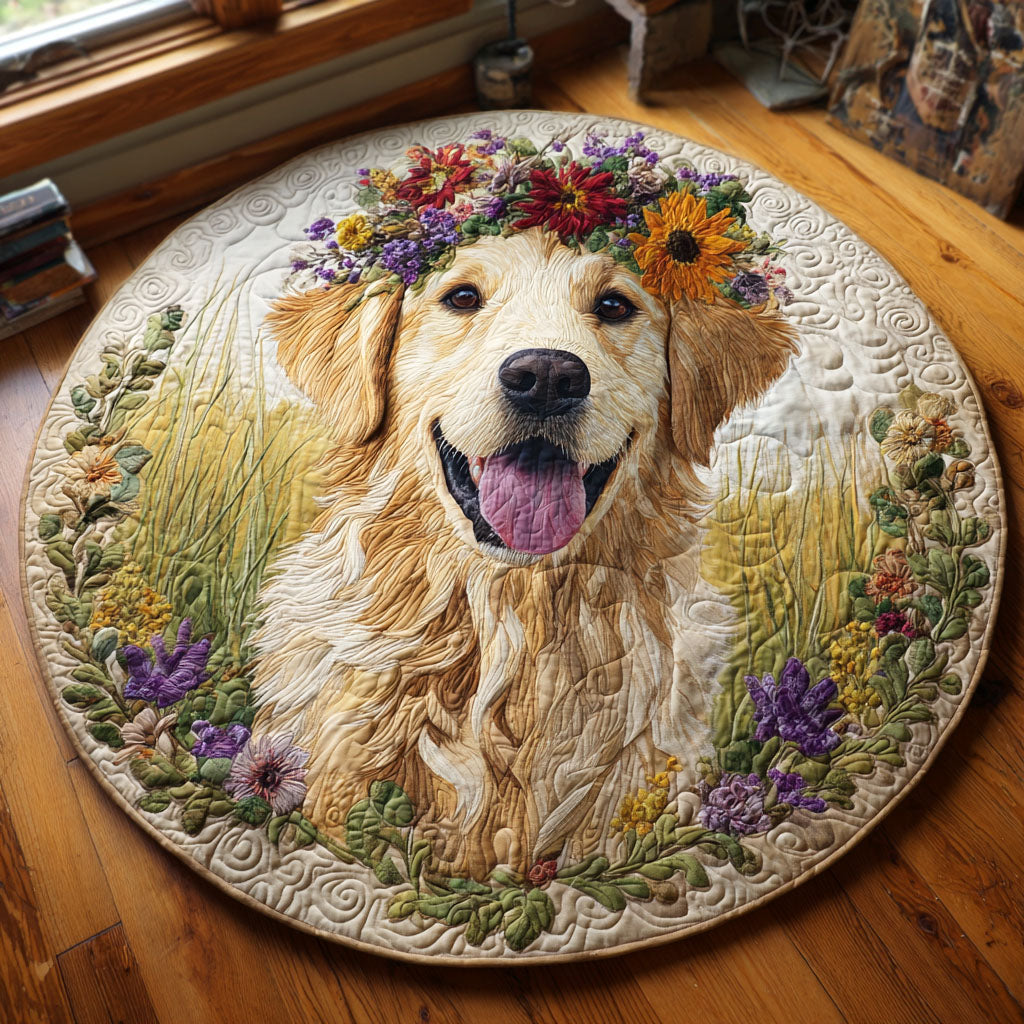 Floral Crown Quilted Round Mat NCU0TV469