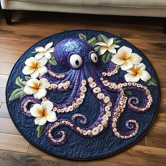 Floral Curl Quilted Round Mat NCU0NT7048