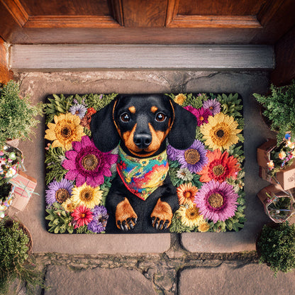 Floral Dachshund Dream Doormat NCU0TD676