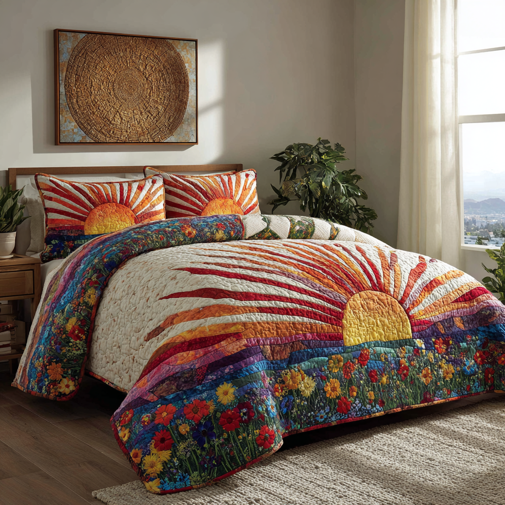 Floral Dawn 3-Piece Quilted Bedding Set NCU0DK10379