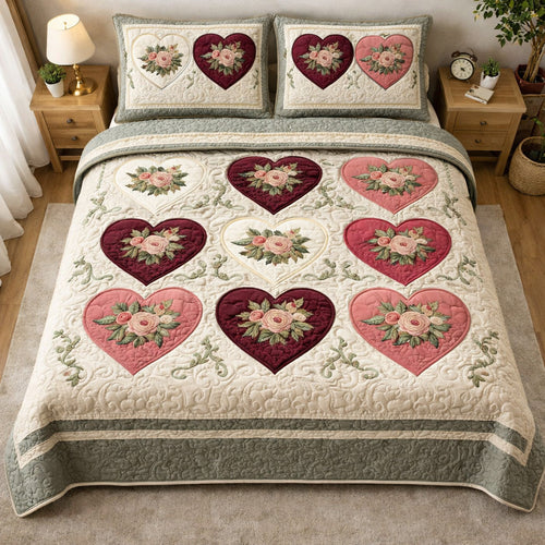 Floral Devotion 3-Piece Quilted Bedding Set NCU0TV1706