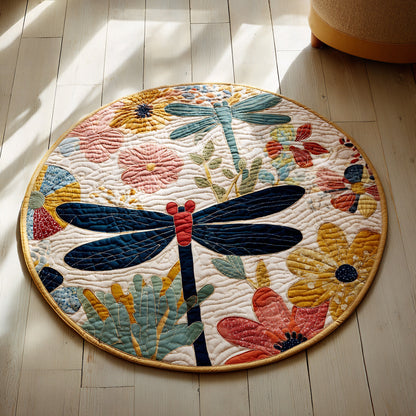 Floral Dragonfly Quilted Round Mat NCU0HH015