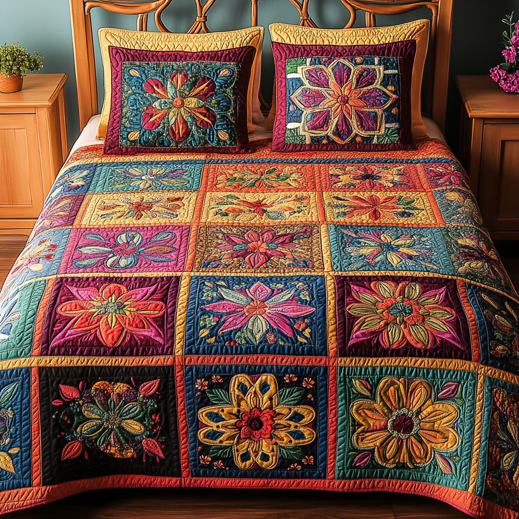Floral Dream 3-Piece Quilted Bedding Set NCU0VH2118