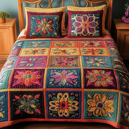 Floral Dream 3-Piece Quilted Bedding Set NCU0VH2118