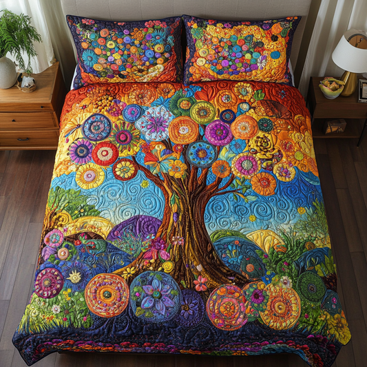 Floral Dreams 3-Piece Quilted Bedding Set NCU0VH2588
