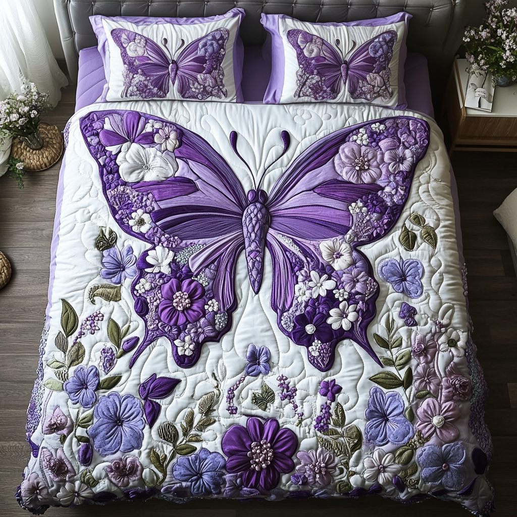Floral Drift 3-Piece Quilted Bedding Set NCU0VH5830