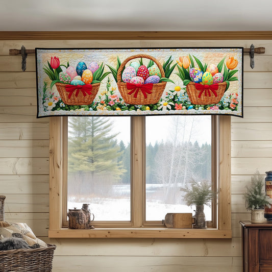 Floral Easter Baskets Quilted Valance NCU0NT4513
