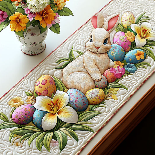 Floral Egg Bunny Quilted Table Runner NCU0NT5060