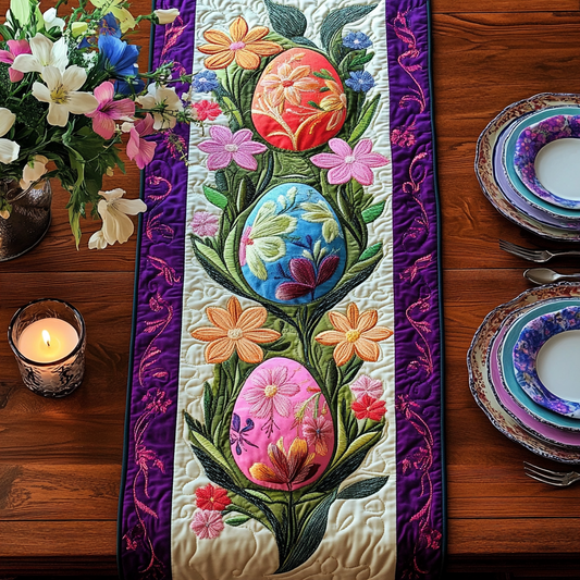 Floral Egg Elegance Quilted Table Runner NCU0VH2847