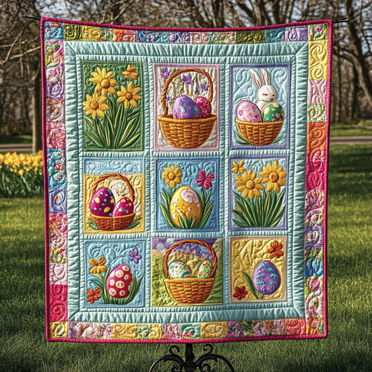 Floral Egg Garden Quilted Blanket NCU0NT3409
