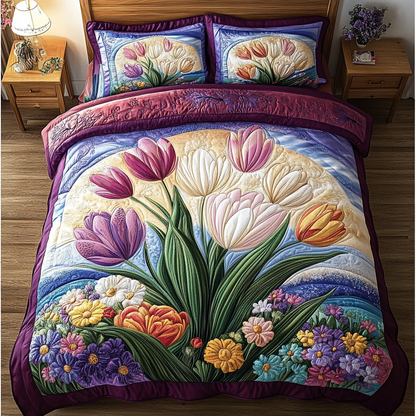 Floral Elegance 3-Piece Quilted Bedding Set NCU0VH3290