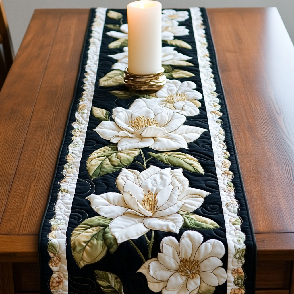 Floral Elegance Quilted Table Runner NCU0VH2997