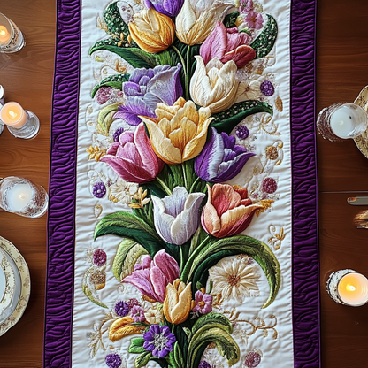 Floral Elegance Quilted Table Runner NCU0VH3273