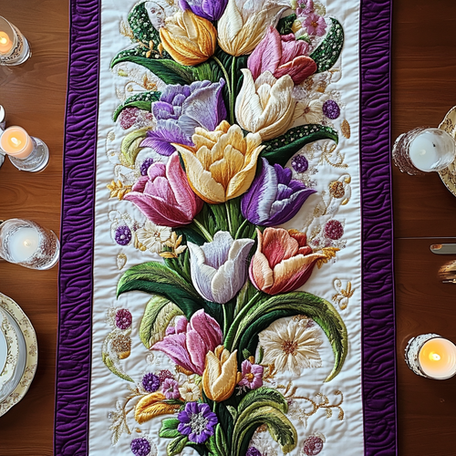 Floral Elegance Quilted Table Runner NCU0VH3273