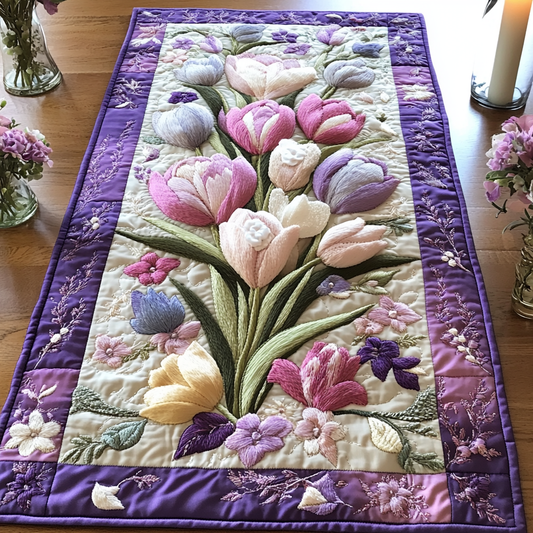 Floral Elegance Quilted Table Runner NCU0VH3344