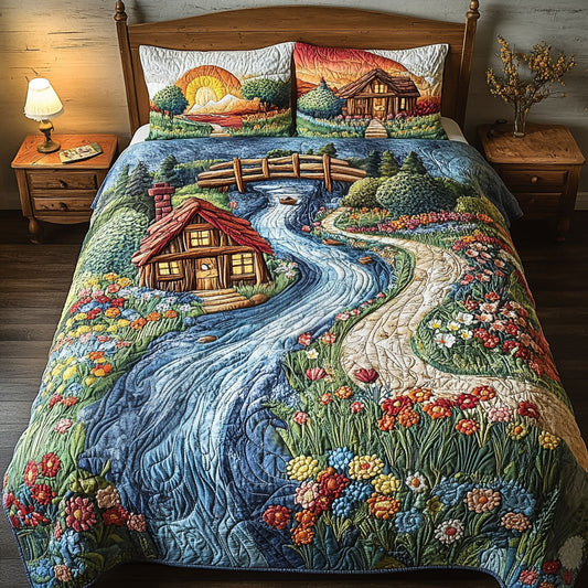 Floral Escape 3-Piece Quilted Bedding Set NCU0PT5774