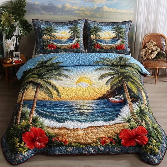 Floral Escape 3-Piece Quilted Bedding Set NCU0VL1868