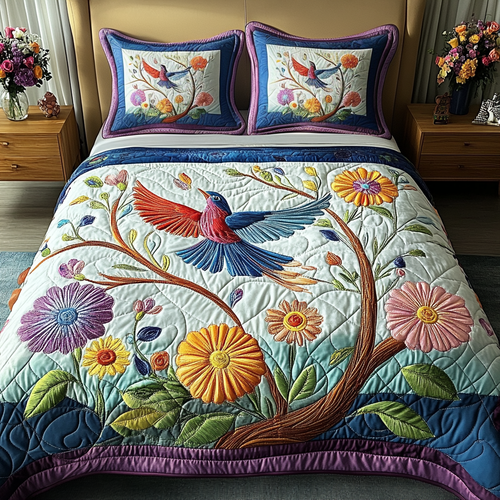 Floral Essence 3-Piece Quilted Bedding Set NCU0VL2073