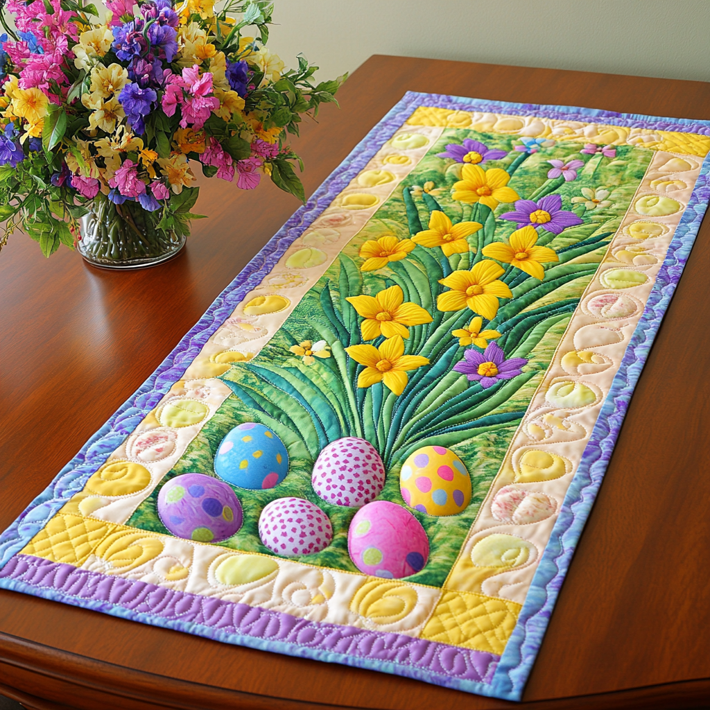 Floral Essence Quilted Table Runner NCU0VL1661