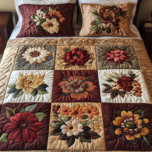Floral Fantasy 3-Piece Quilted Bedding Set NCU0VH5163