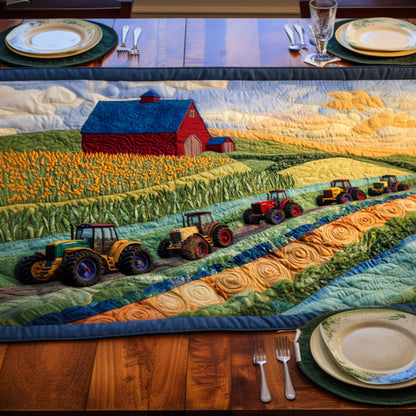 Floral Farm Tractor Quilted Table Runner NCU0NT6295