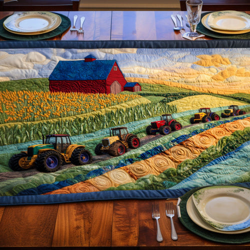 Floral Farm Tractor Quilted Table Runner NCU0NT6295