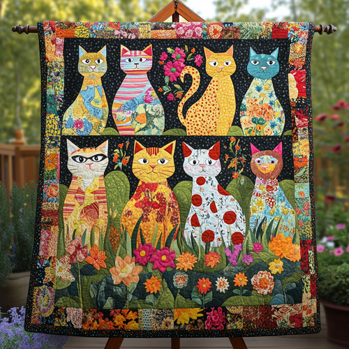 Floral Felines Quilted Blanket NCU0VH2454