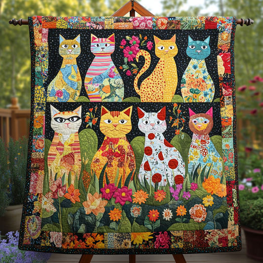 Floral Felines Quilted Blanket NCU0VH2454