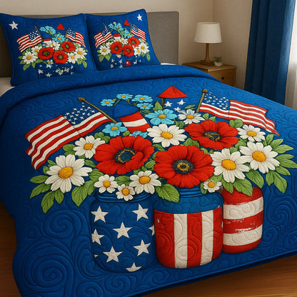 Floral Fireworks 3-Piece Quilted Bedding Set NCU0NT6237