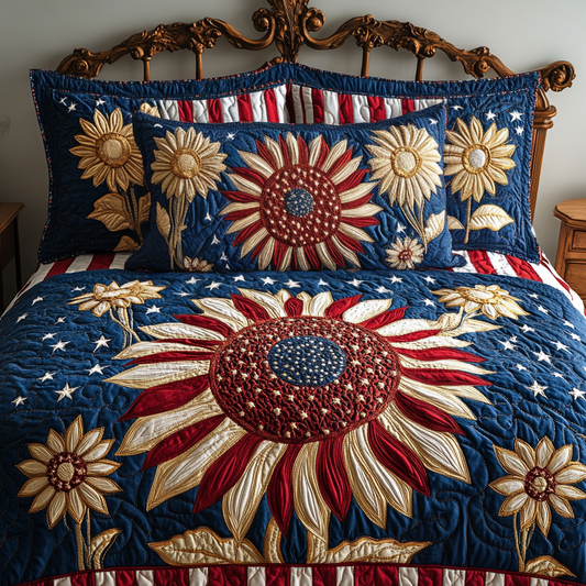 Floral Flag 3-Piece Quilted Bedding Set NCU0VH5703