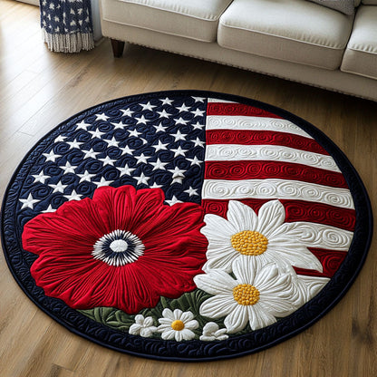 Floral Flag Quilted Round Mat NCU0NT6602
