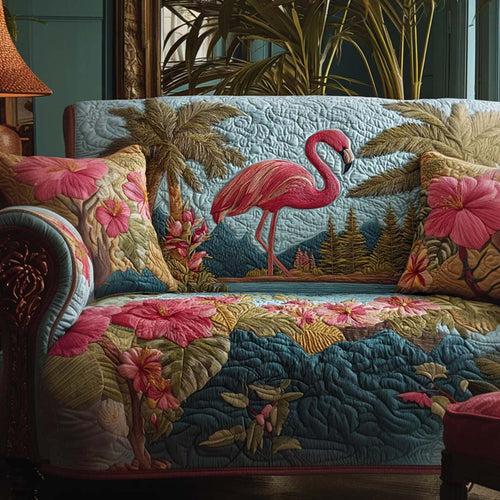 Floral Flamingo Quilted Sofa Cover NCU0NT10884