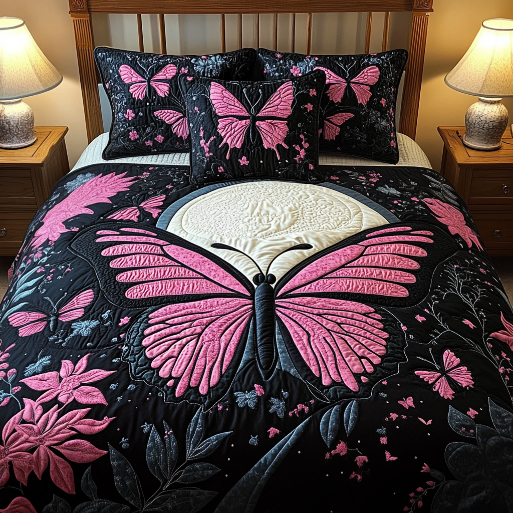 Floral Flight 3-Piece Quilted Bedding Set NCU0VH2210