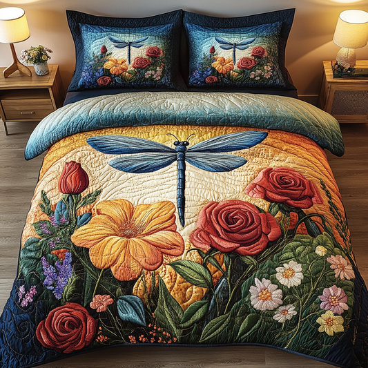 Floral Flight 3-Piece Quilted Bedding Set NCU0VL1926