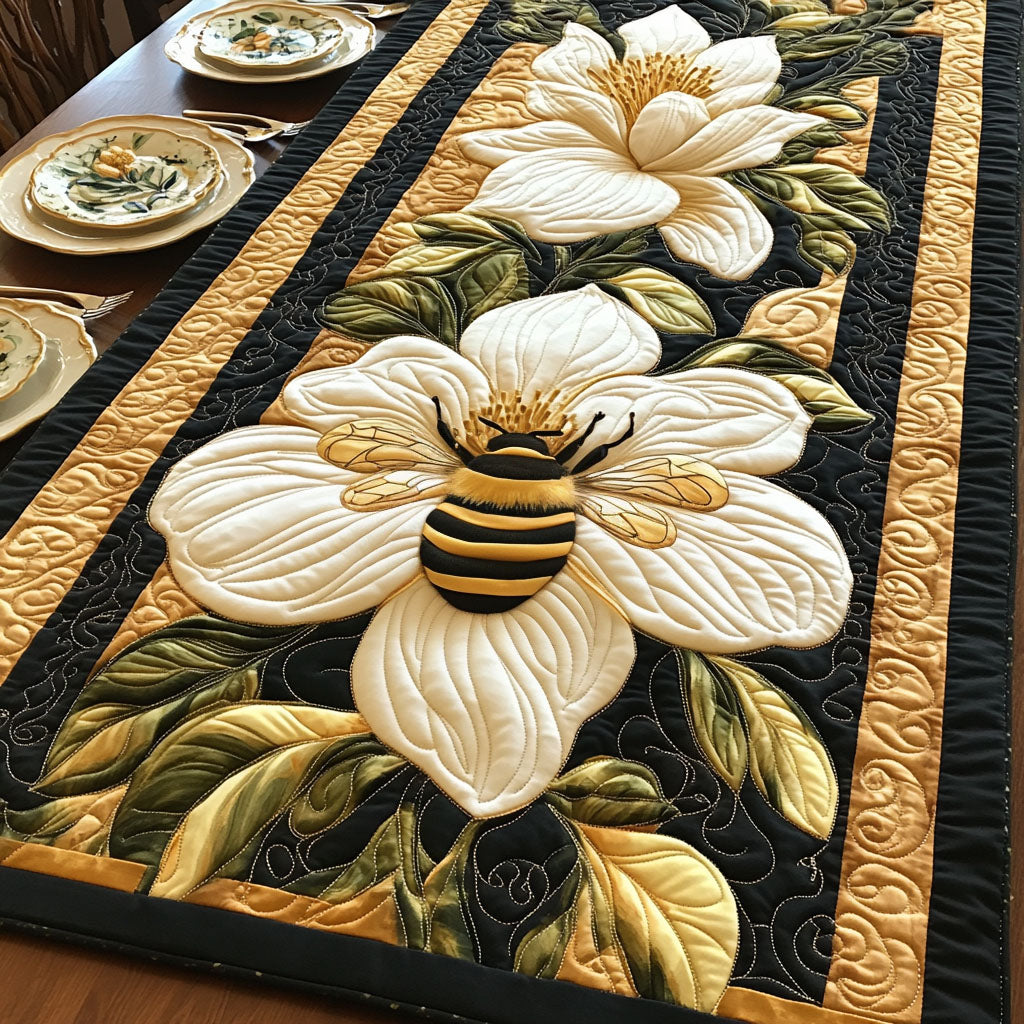 Floral Flight Elegance Quilted Table Runner NCU0PT3788