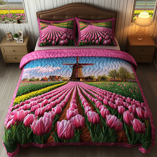 Floral Flight Parade 3-Piece Quilted Bedding Set NCU0NT6754