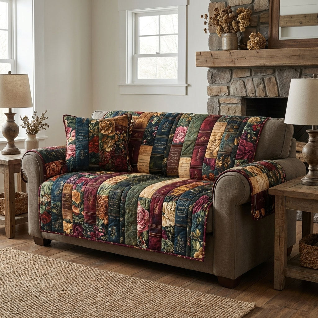 Floral Folio Quilted Sofa Cover NCU0DK12283