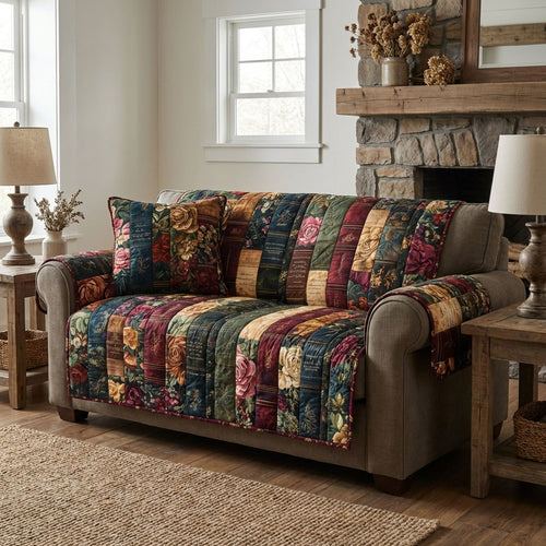 Floral Folio Quilted Sofa Cover NCU0DK12283