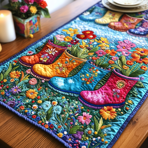 Floral Footprints Quilted Table Runner NCU0VH2830