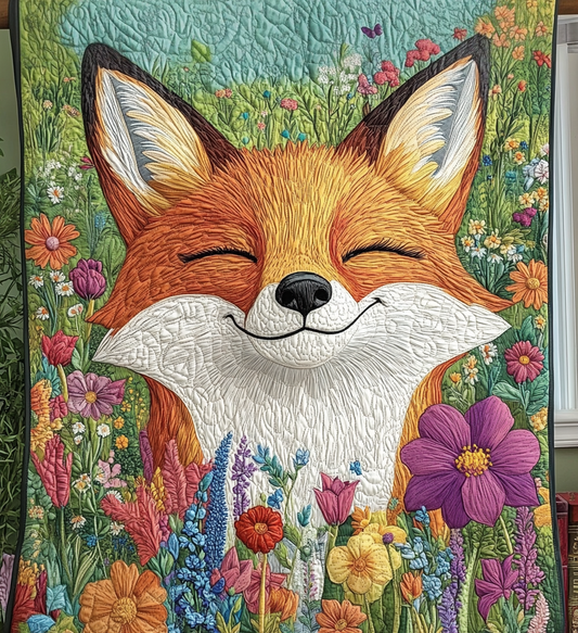 Floral Fox Quilted Blanket NCU0DV552