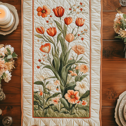 Floral Frame Quilted Table Runner NCU0VH5264