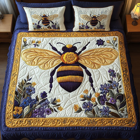 Floral Friend 3-Piece Quilted Bedding Set NCU0NT2825