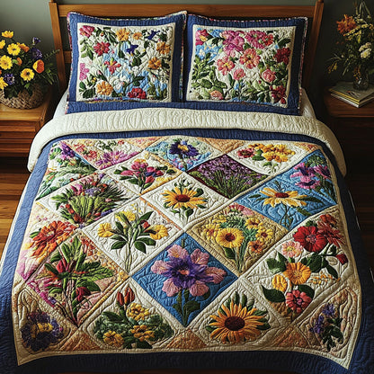 Floral Fusion 3-Piece Quilted Bedding Set NCU0PT4899