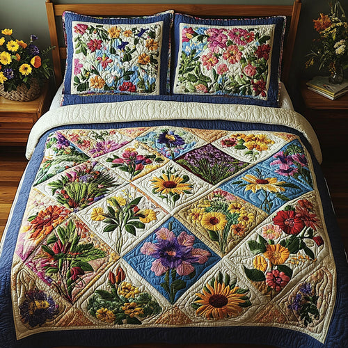 Floral Fusion 3-Piece Quilted Bedding Set NCU0PT4899
